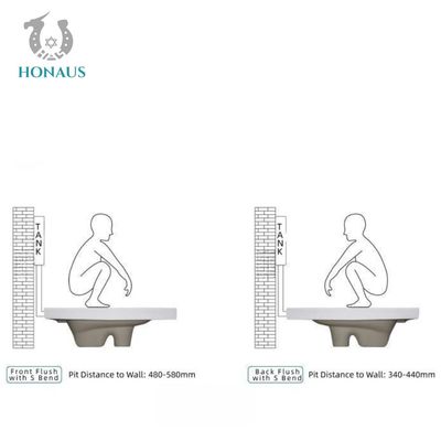 ODM OEM Traditional Design Wc Squatting Pan Toilet 600*450*240mm Size