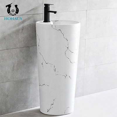 Natural Marble Pedestal Sink Modern Freestanding Pedestal Basin No Stain