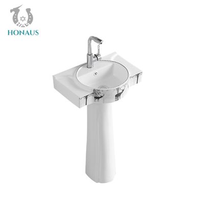 Ceramic Slim Full Pedestal Wash Basin Hand Wash Basin Pedestal Sink Customised Pattern