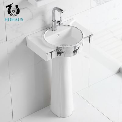 Ceramic Slim Full Pedestal Wash Basin Hand Wash Basin Pedestal Sink Customised Pattern