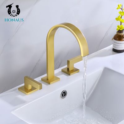 Black Gold Waterfall Basin Mixer Tap Gravity Casting Hot Cold Water Wash Basin