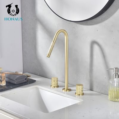 Luxury Wash Basin Faucet Copper Body Electroplated Golden Two Handles Mixer