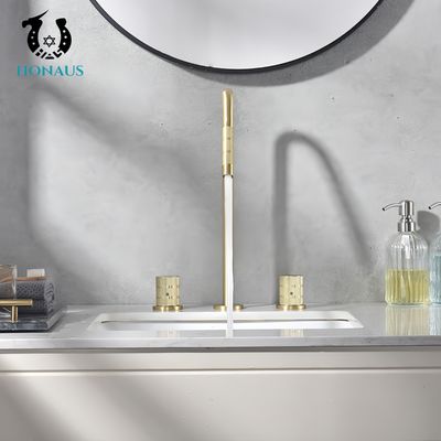 Luxury Wash Basin Faucet Copper Body Electroplated Golden Two Handles Mixer